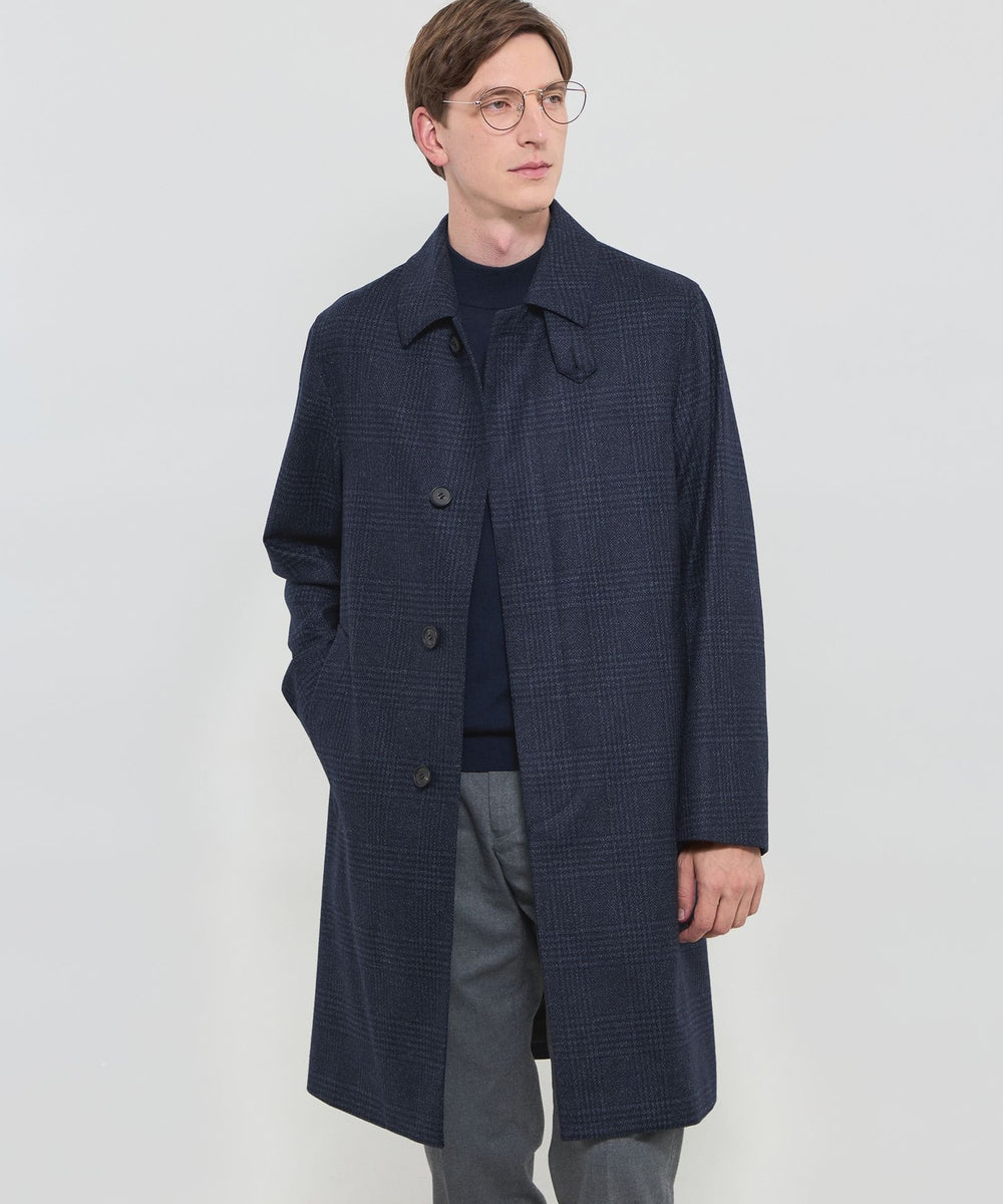 DUNFORD】【Loro Piana Fabric】チェックウールステンカラーコート