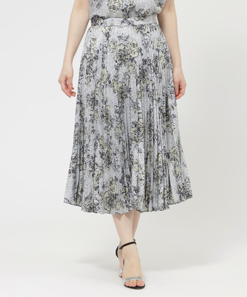 Precious掲載】ダブルドットプリント/ドット&ラインフラワー プリーツ