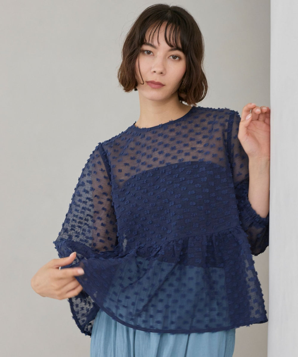 着映え叶う】ドットライク シアージャカードブラウス(トップス