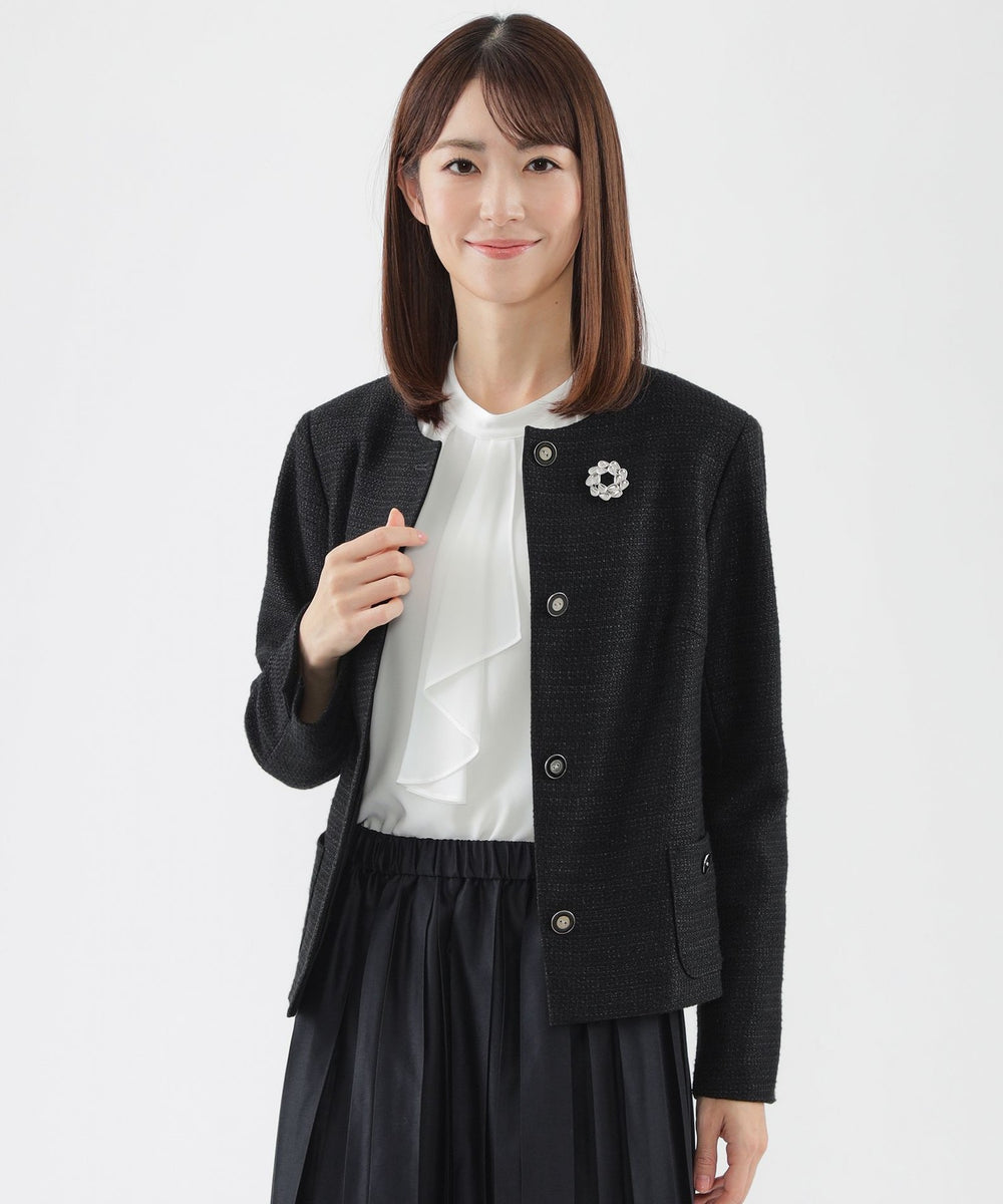 美シリーズ】【ウォッシャブル】ライトツィードノーカラージャケット