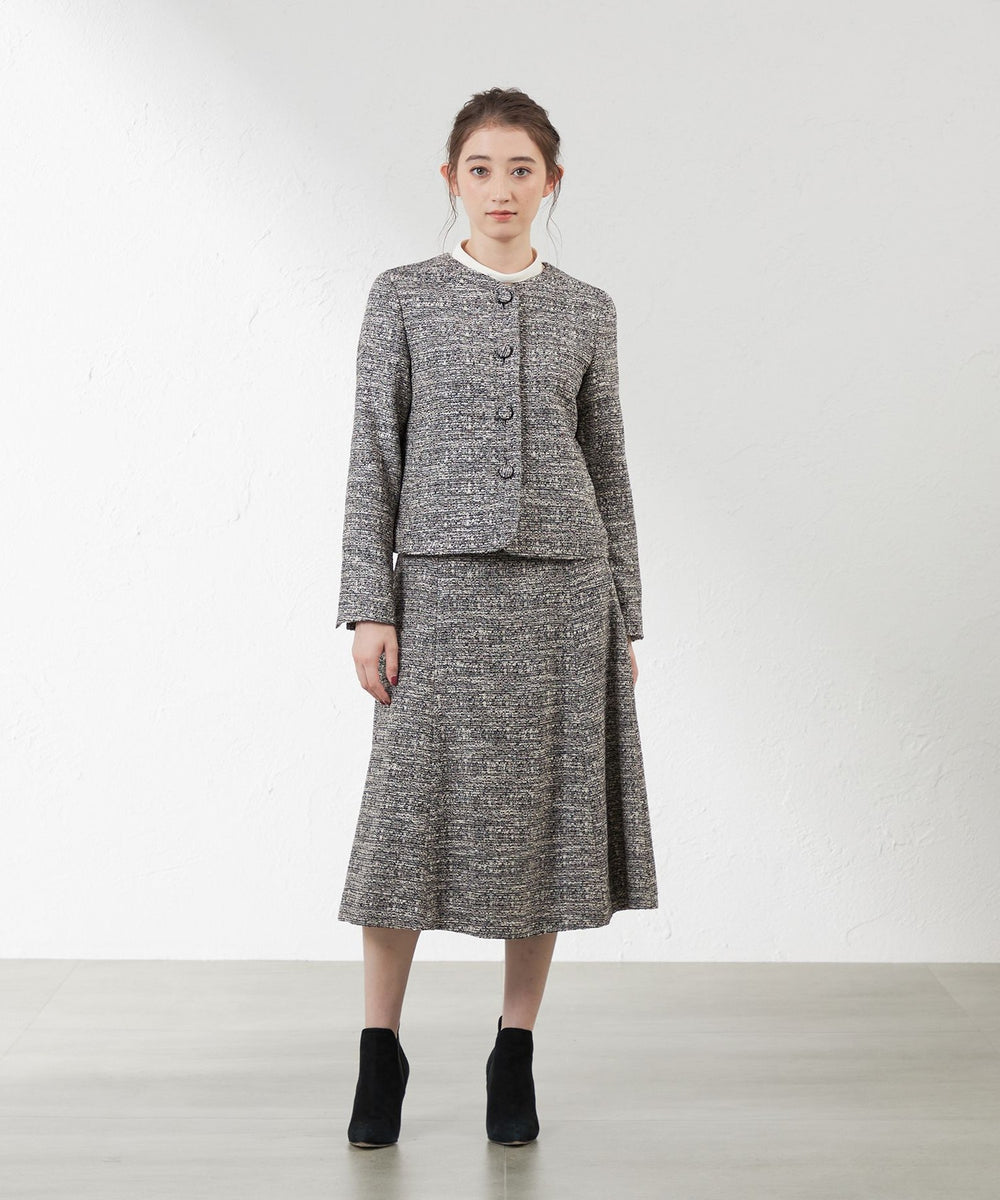 尾州素材】ツイードミックスノーカラージャケット(ジャケット)｜AMACA