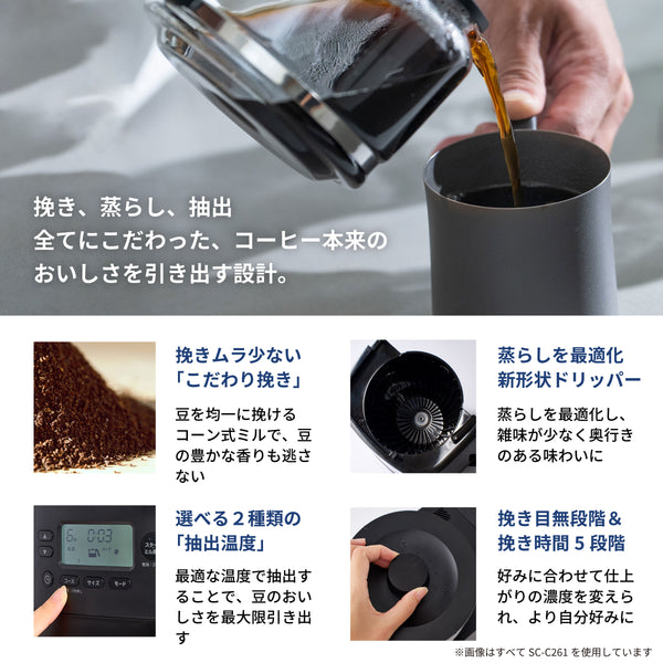 コーン式全自動コーヒーメーカー「カフェばこPRO」 SC-C281 | シロカ