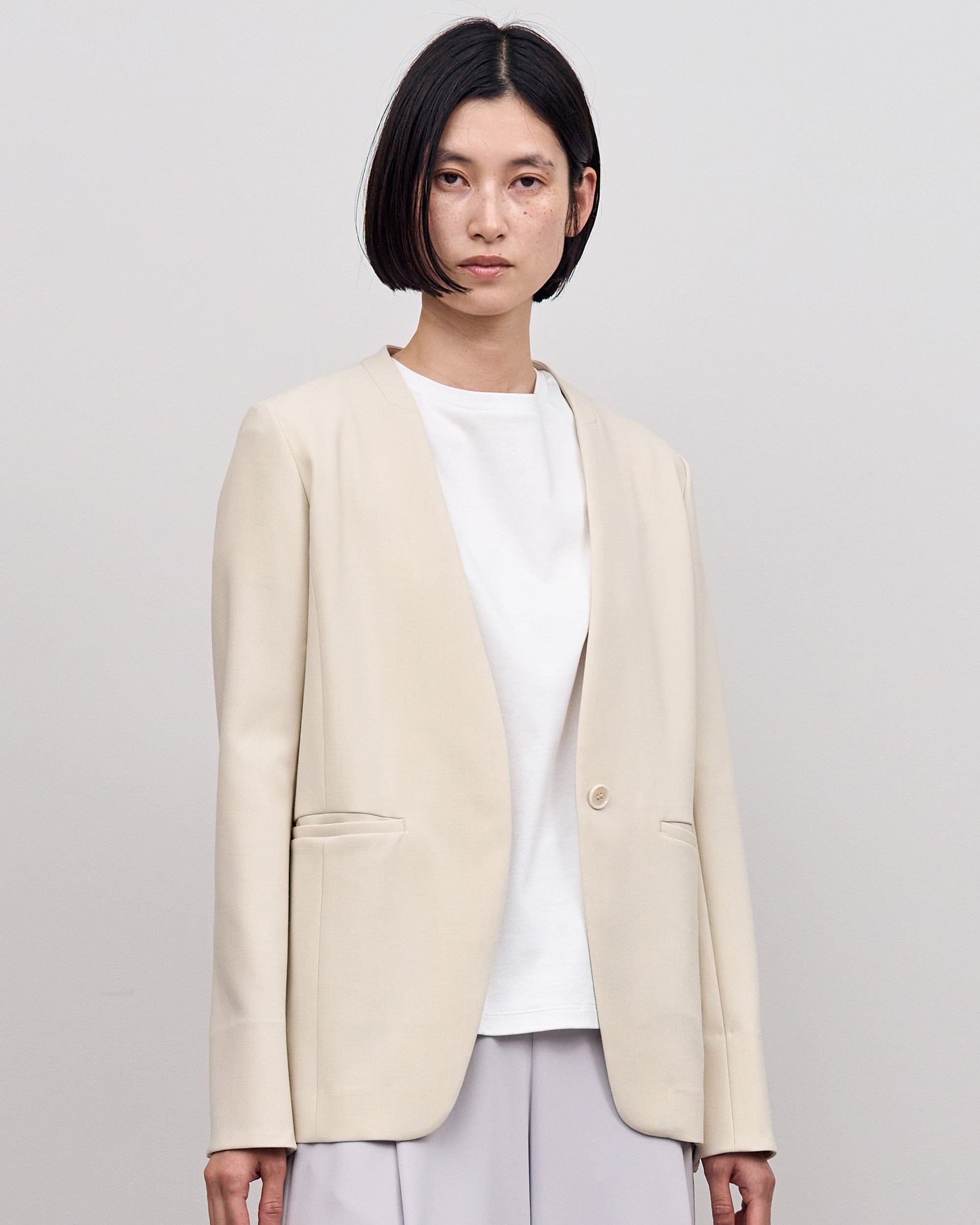 ウールライクノーカラージャケット - SOÉJU online store｜上質な大人