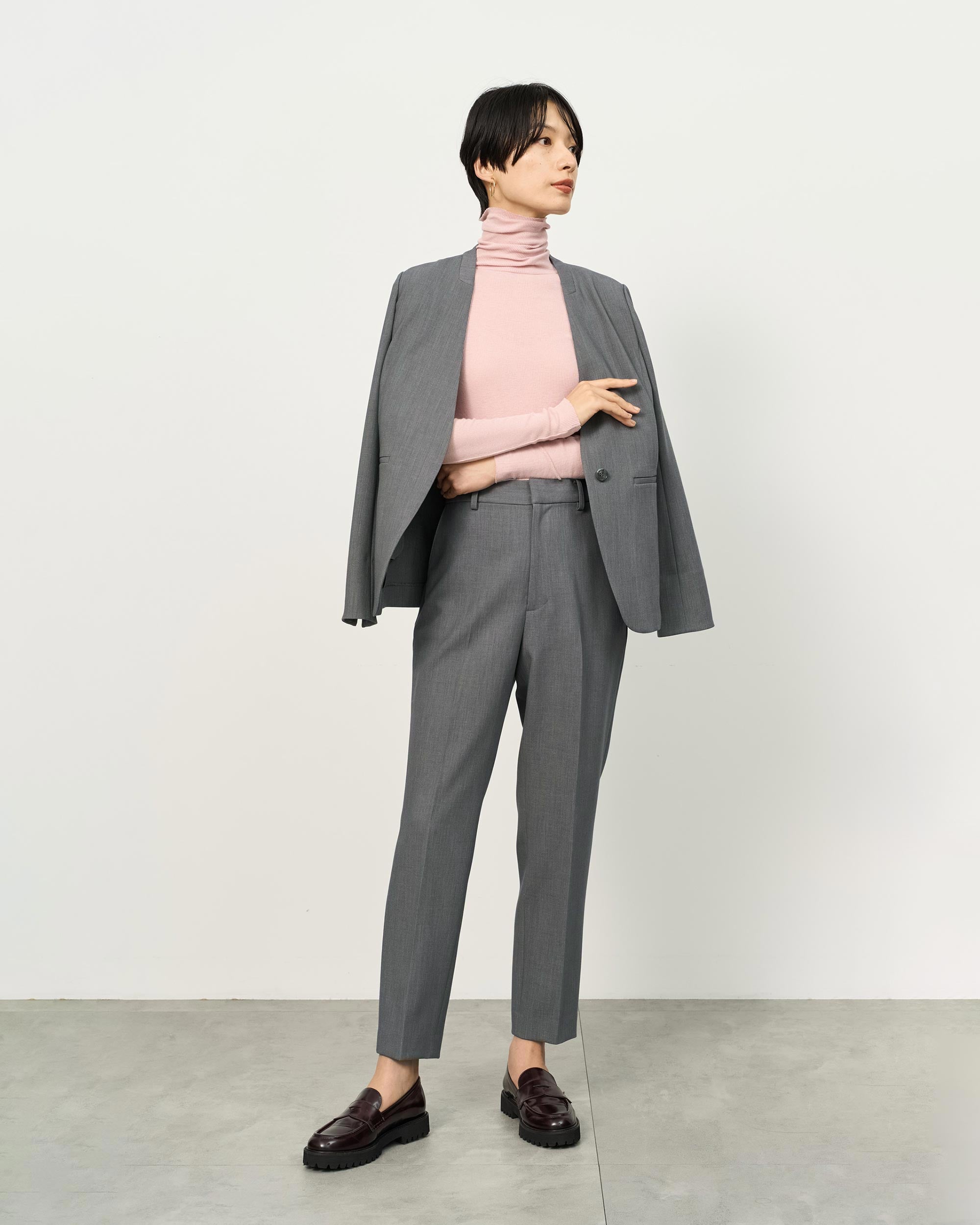 ウールライクノーカラージャケット - SOÉJU online store｜上質な大人