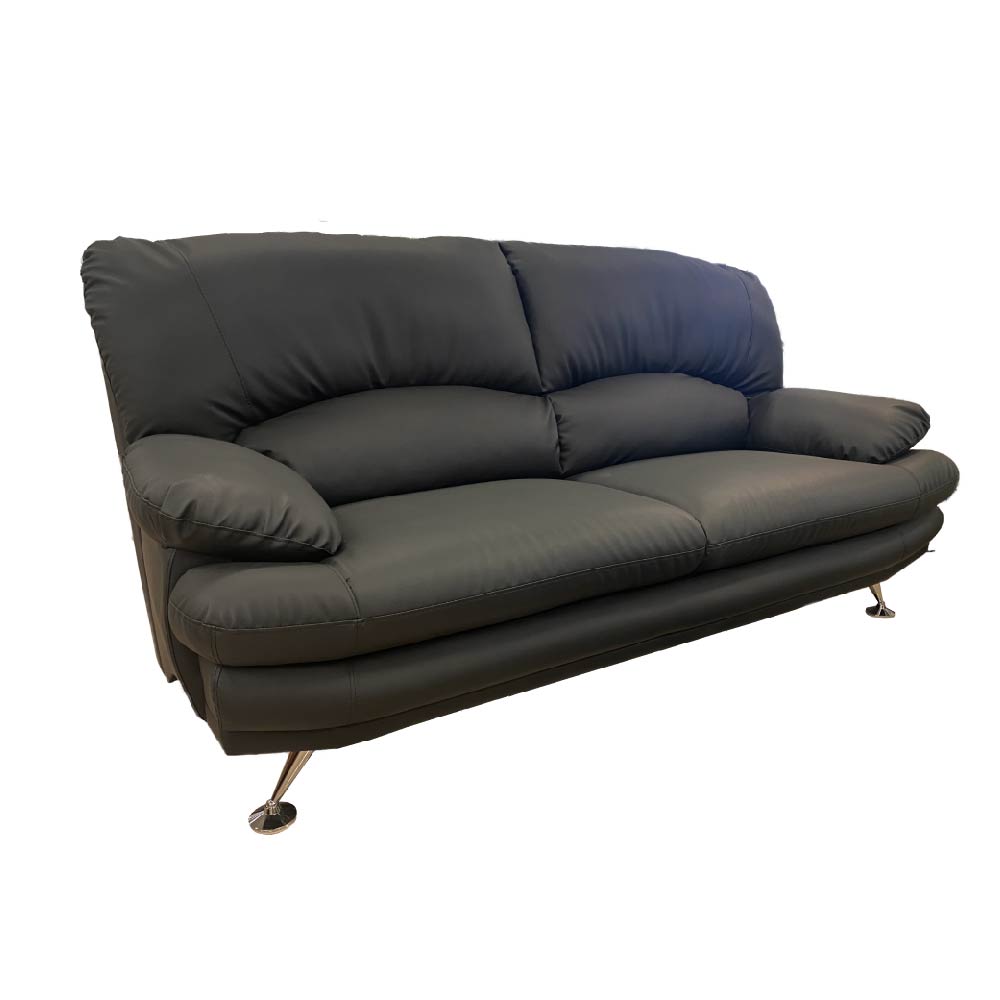 3人掛けソファ スイート8 合成皮革 ブラック スチール脚【お取り寄せ品