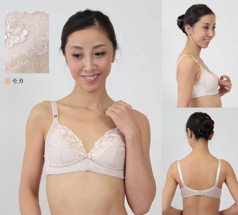 ノンワイヤーブラ 綿 C75～C95 (ノンワイヤーブラジャー レース