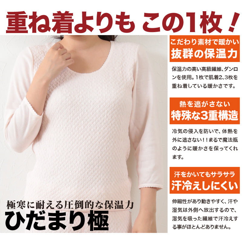 ひだまり 極 婦人 上下セット S～LL (肌着 長袖 レディース 暖かい 冬
