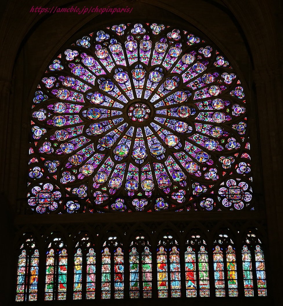 北のバラ窓）ノートルダム大聖堂のステンドグラス（2018年4月 パリ3日