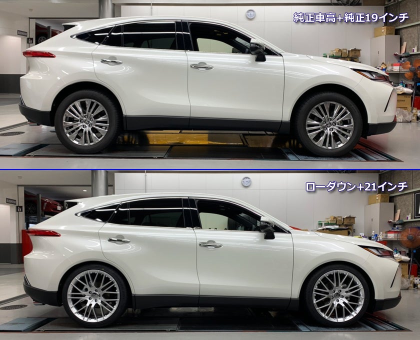 お待たせしました♪80系ハリアー21インチ、純正ホイール比較です