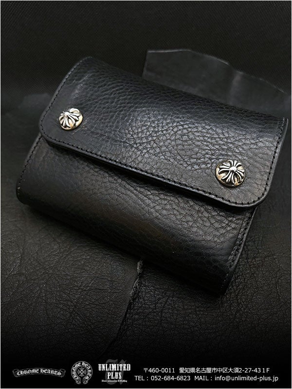 近日入荷！クロムハーツ 財布/ウェーブ ミニ ブラック ヘビー レザー