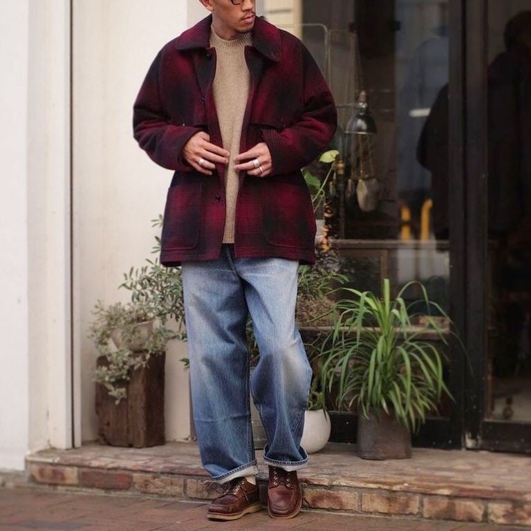 COMOLI ナッピングウールチェックマッキノークルーザー / カシミヤ