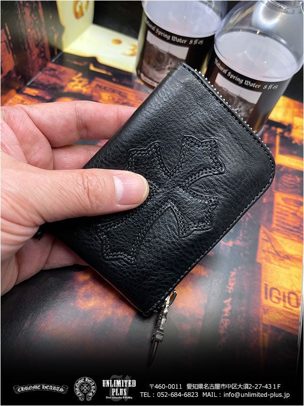 クロムハーツ財布/ウォレット タイニー ジップ ブラック ヘビー レザー