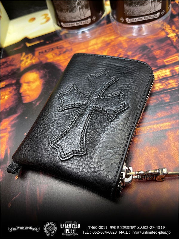 クロムハーツ財布/ウォレット タイニー ジップ ブラック ヘビー レザー