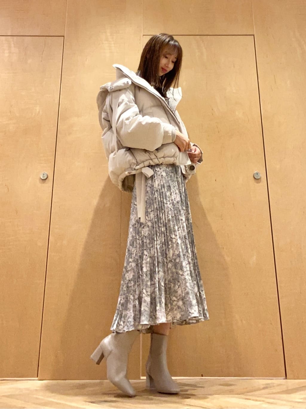 冬アウター×ワンピースコーデ♡暖かい♪西川アップサイクルショート