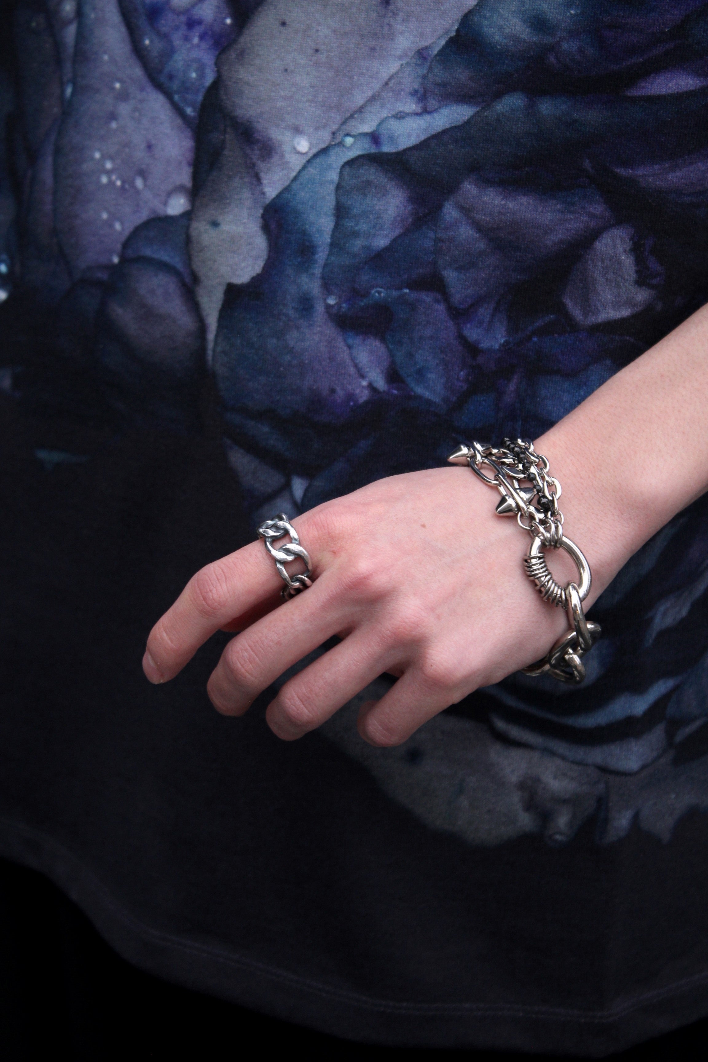 gunda[ガンダ]スネークイヤーカフ、シルバーリング、チェーン