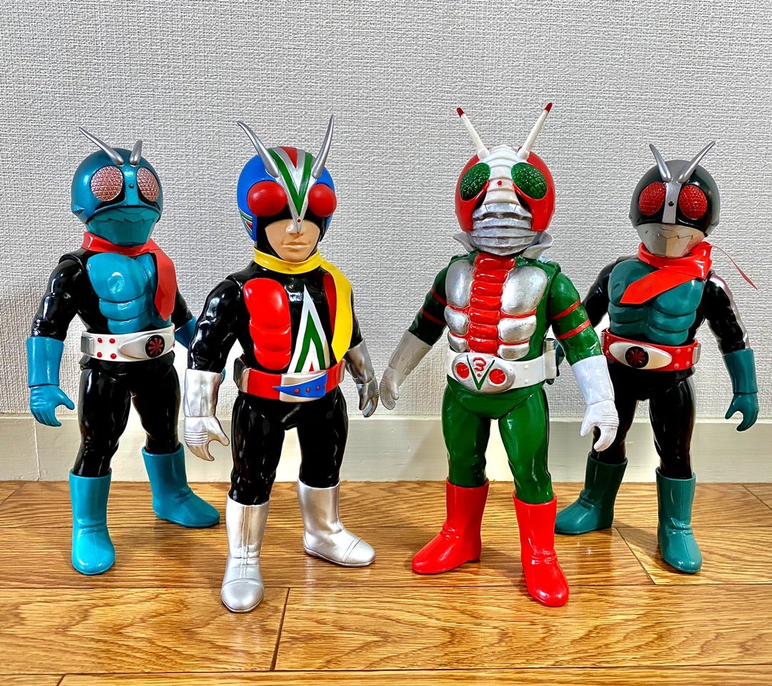 1号本郷ライダー！2号一文字ライダー！V3！ライダーマン！ソフビ で