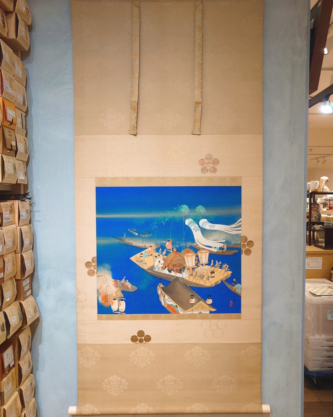 季節の掛け軸 林文塘「舟渡御」(天神祭)のご紹介 | 大阪の掛軸・工芸品