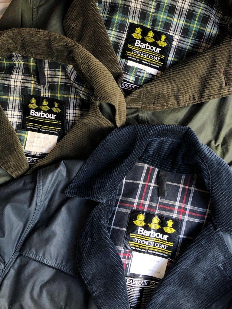 Vintage Barbour Trench Coat Sage & Navy | ILLMINATE blog