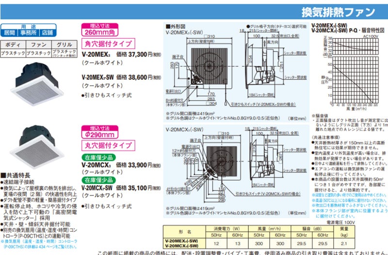 換気排熱ファン（屋根裏換気扇）V-20MEX3取り付け工事 松戸市