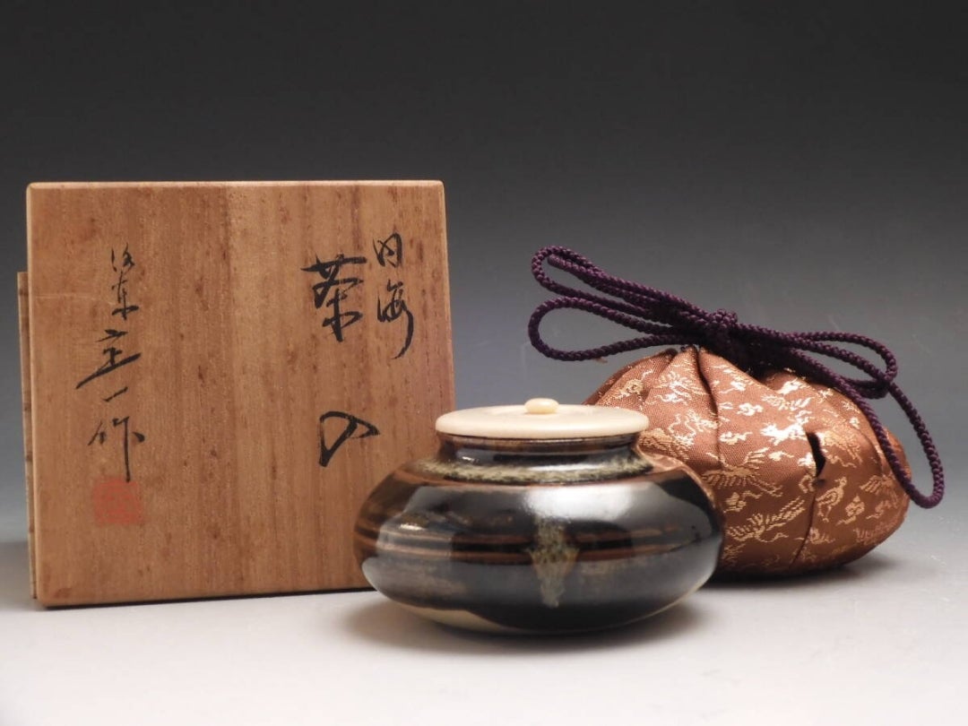 茶道具】京瀬戸 内海茶入 桶谷定一作 | 池袋に近い板橋「橋袋」の茶道