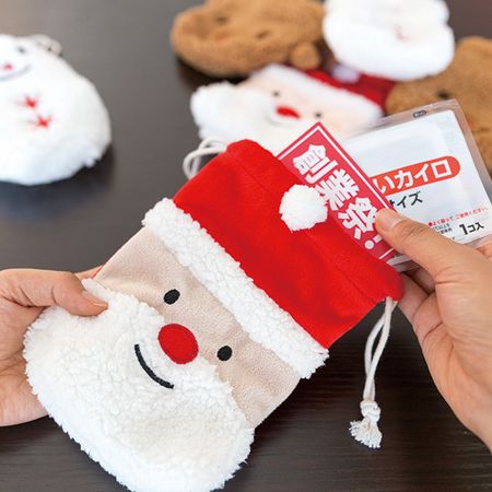 HEADS/クリスマスサンタ巾着バッグ-S(10枚)/XMS-KBS - 花材通販はなど