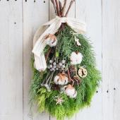 直前】コニファーのクリスマス・スワッグ(ホワイト)/はなどんやキット