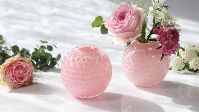 大正ロマン ガラス花瓶 フリルバラ 手作り吹ガラス 大正ロマン ガラス