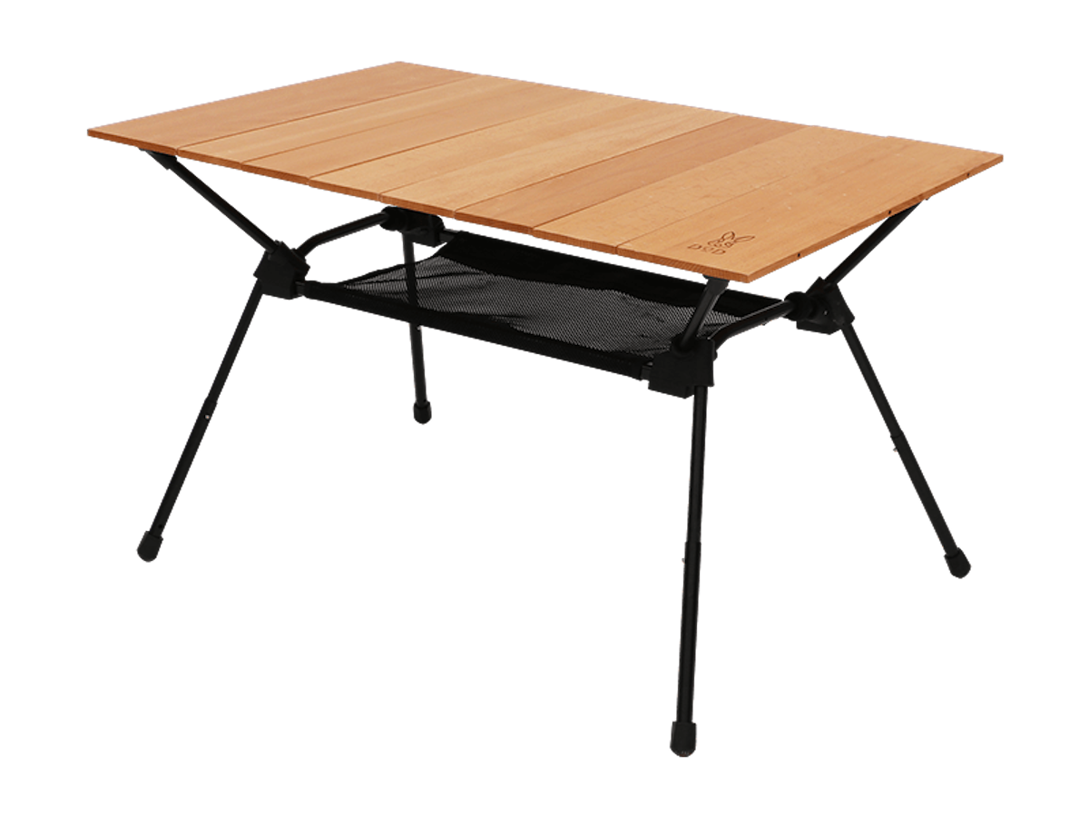 高さ調節3段階で天板下にはモノ置き場も！天然木で雰囲気も◎な