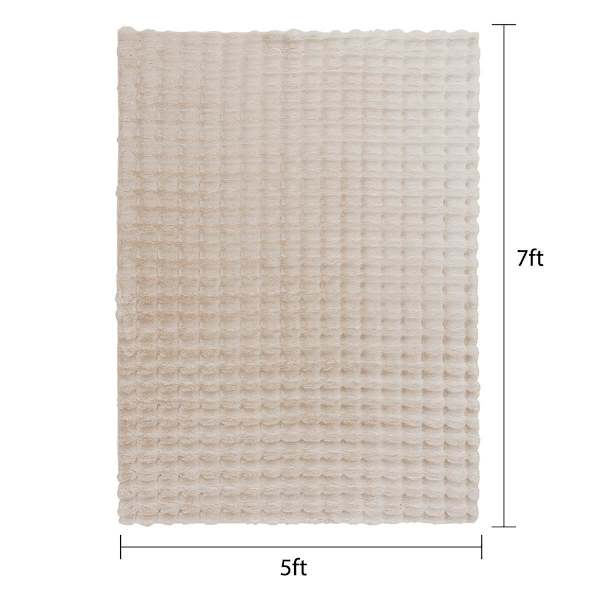 Crosby St. Beige Bebel Faux Fur Shag Area Rug 5x7 | Home Decor