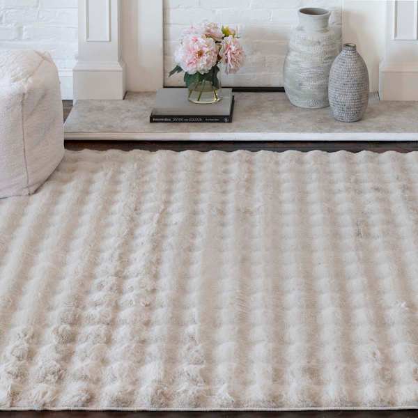 Crosby St. Beige Bebel Faux Fur Shag Area Rug 5x7 | Home Decor