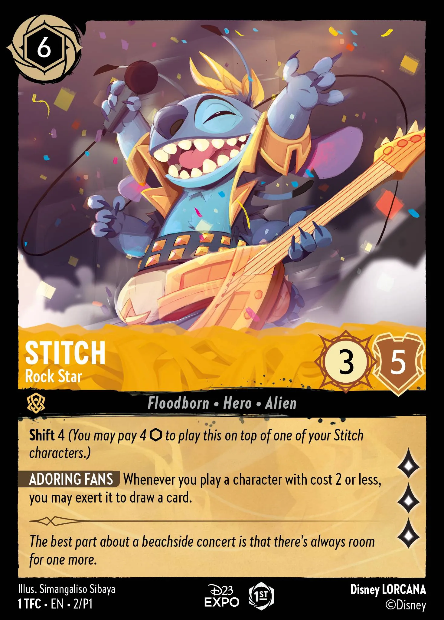001-023 Stitch - Rock Star Lorcana Card | Disney Lorcana