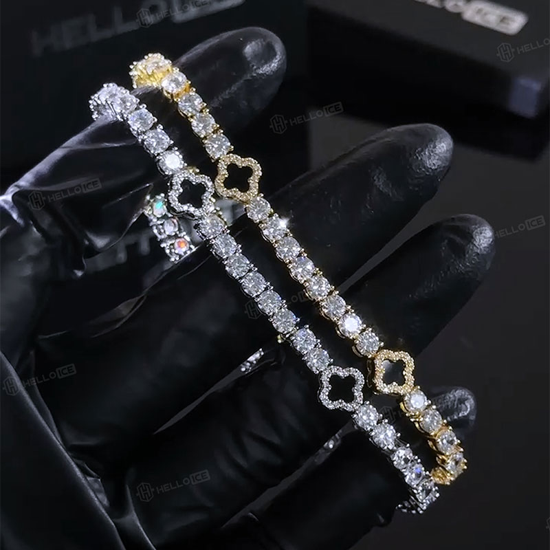 Iced Out Four Leaf Clover Tennis Bracelet - Helloice