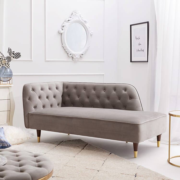 幅149] ソファ 2人掛けソファ カウチソファ ベルベット調 天然木