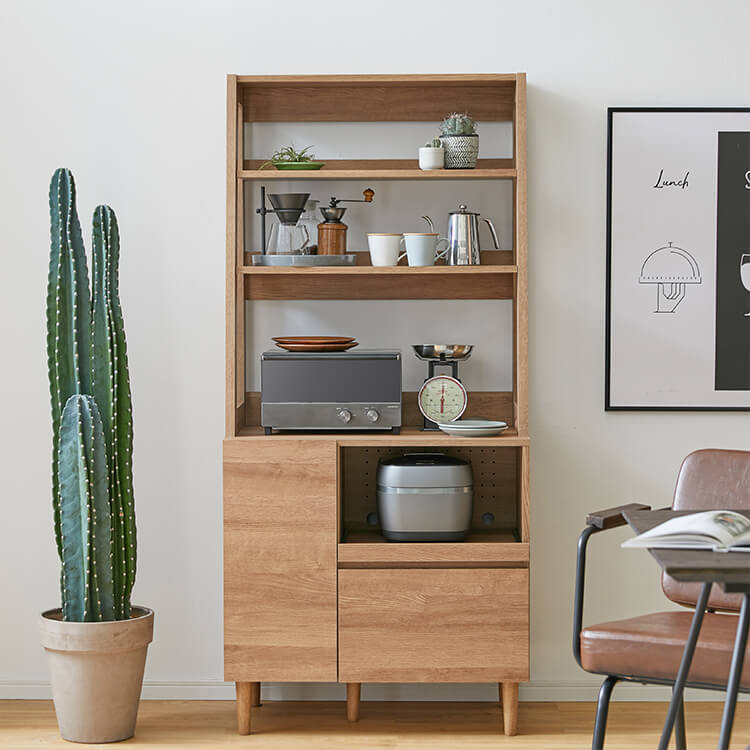 食器棚(幅61cm) キッチン収納 レンジ台 収納棚 シンプルなキッチン