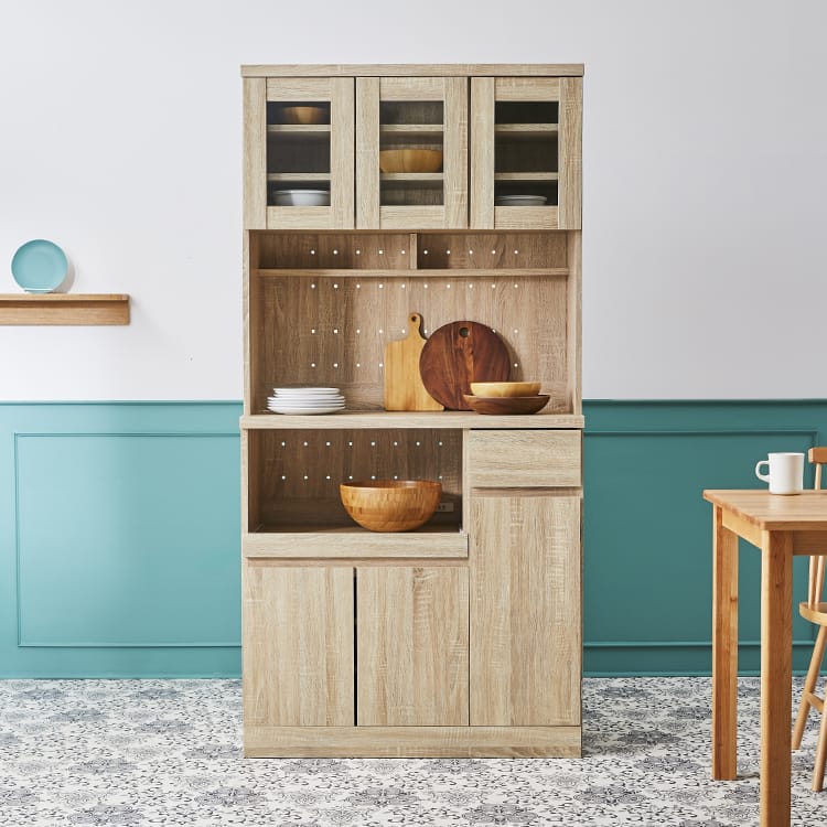 食器棚・レンジ台（ウォルナット/ホワイト/ナチュラル）ハイタイプの大