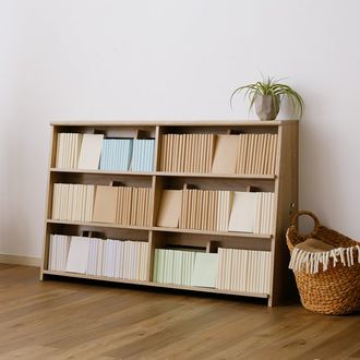 漫画収納にぴったりの本棚！ブックエンドスライド式 幅120(ホワイト