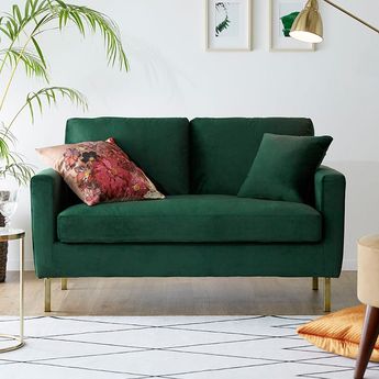 2人掛けソファ フロアソファ ベルベット調 ポケットコイル [幅128