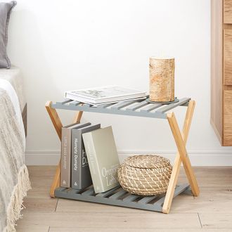 フォールディング ウッドラック リム 2段 インテリア雑貨 生活雑貨