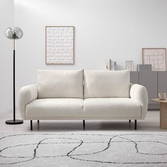 2人掛けフロアソファ ブークレ生地 オットマンセットが選べる [幅180