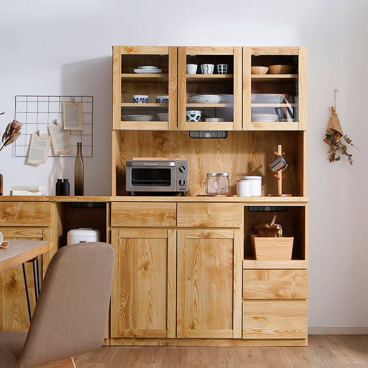 食器棚(日本製)[ナチュラル/ブラウン]大容量収納タイプ | 【公式