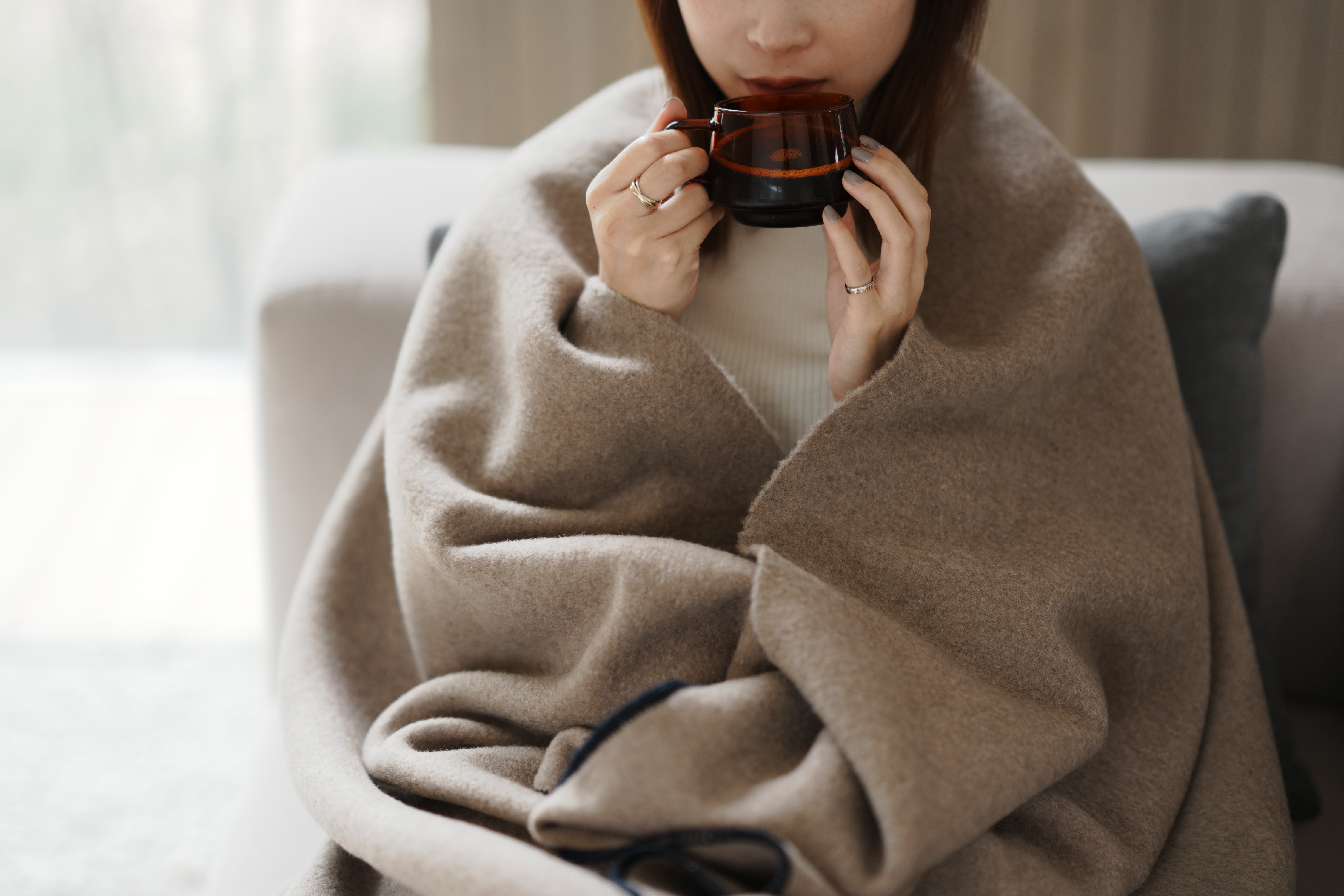 OLTASピュアカシミヤブランケット ハーフサイズ ＃ステッチネイビー