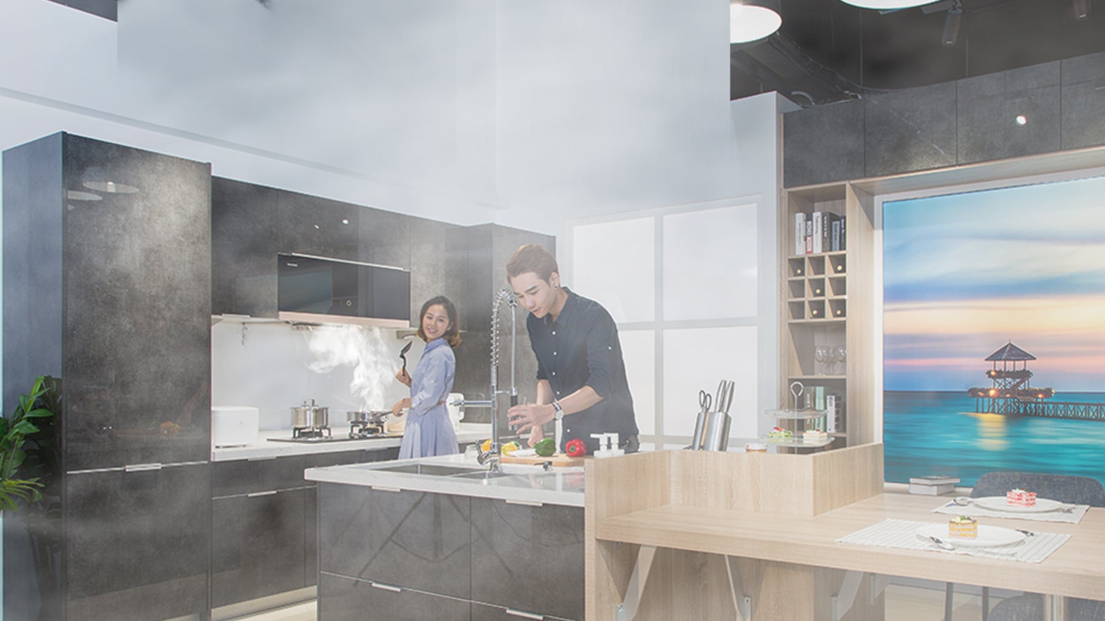 2025ニューモデル】卓上料理の煙、油、湯気を直接吸い取る卓上レンジ