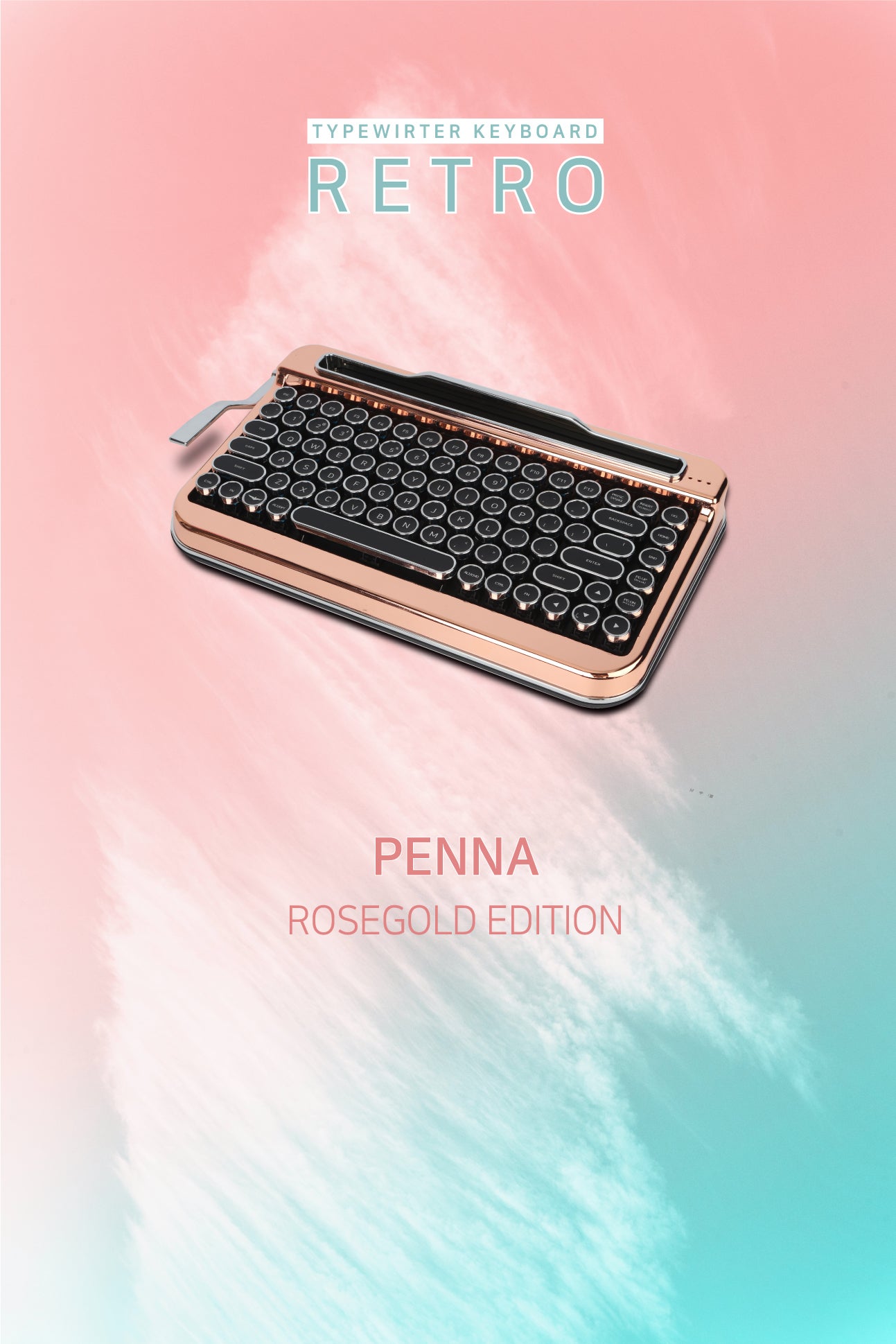 レトロな感性。タイプライターワイヤレスキーボードPENNAからローズ