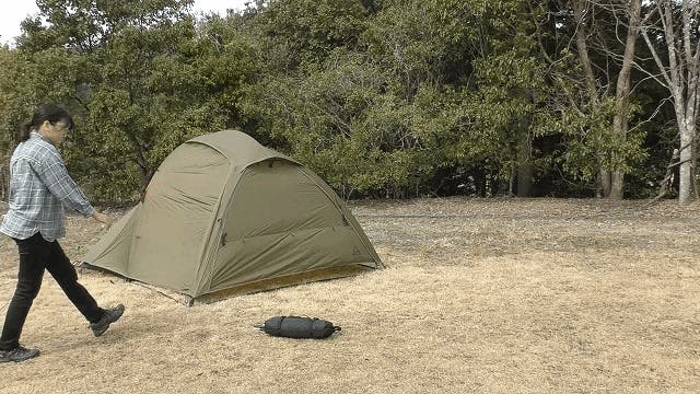 圧倒的開放感！原付収納OK！ソロテントに巨大リビング増設＆前室拡張