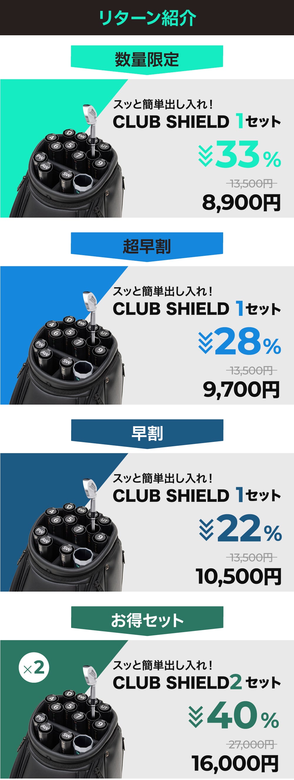 14本のクラブを個別に保護＆整理できるゴルフクラブケース！クラブ
