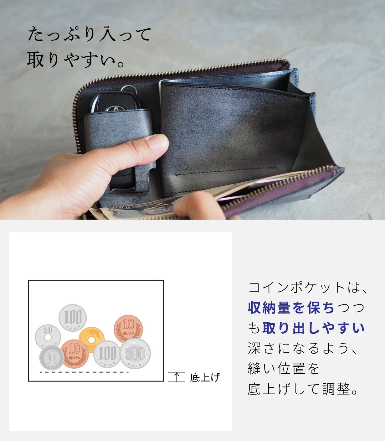 お出かけ前の探し物ゼロ！スマートキーが入るオールインワン設計