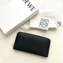 極美品 LOEWE ロエベ 長財布 ラウンドファスナー アナグラム レザー 黒