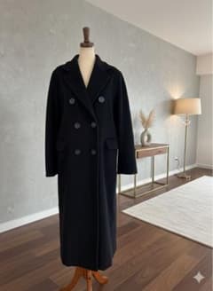 Max Maraマーラ ロングコート カシミヤ 白タグ 女優襟 黒 アイコン