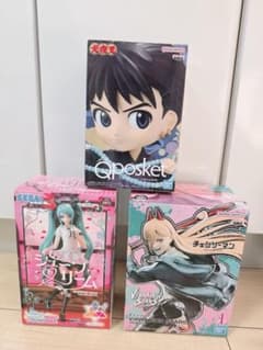 初音ミクシュープリーム＋Q posket＋チェンソーマン フィギュア3点