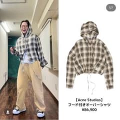 お値下げ】Acne Studiosチェック柄ショート フード シャツジャケット